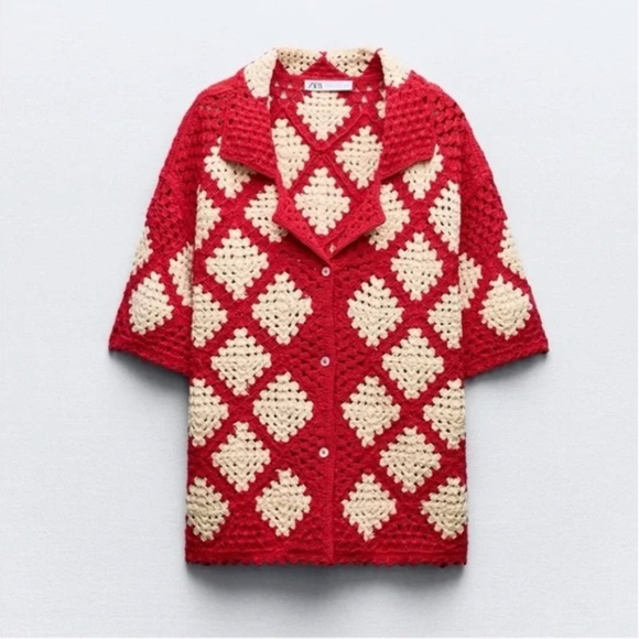 Zara Crochet Knit Polo NWT - Picture 15 of 16